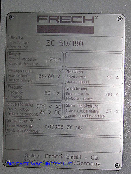Picture of Frech DAW 50 S DCRC Horizontal Hot Chamber Zinc (Zamak) High Pressure Die Casting Machine For_Sale DCMP-1526