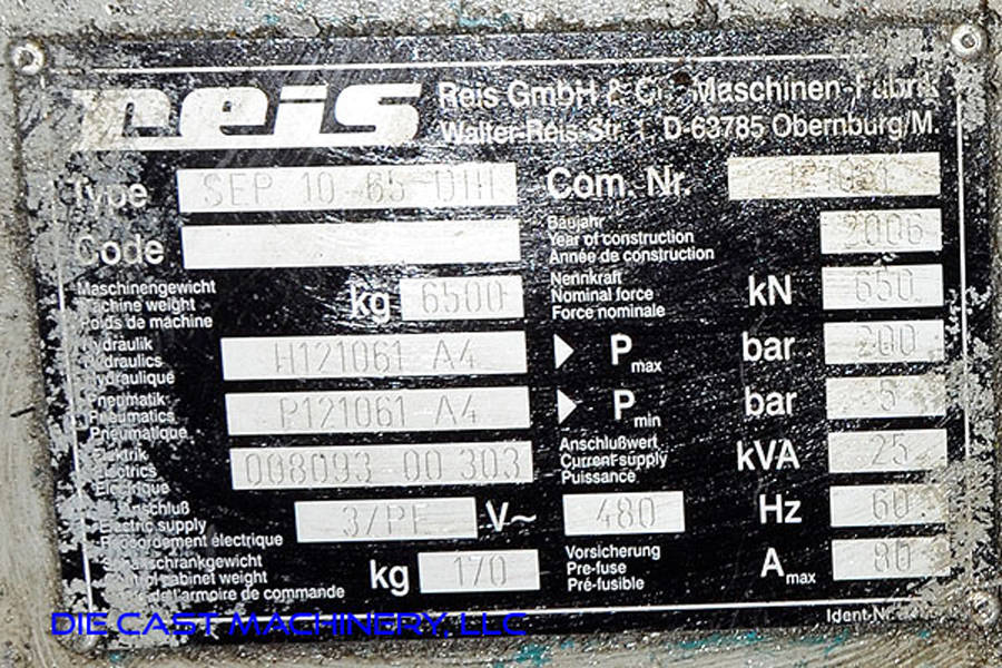 Picture of Reis Trim Press SEP 10-65 D111 Three Column (Post) Vertical Hydraulic Die Casting Trim Press For_Sale DCMP-3220