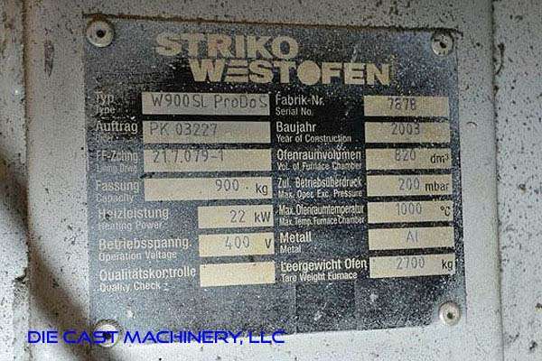 Image of Striko Westofen Model W 900 SL ProDos Low Energy Electric Heated Aluminum Holding and Dosing Furnace For_Sale DCM-3236