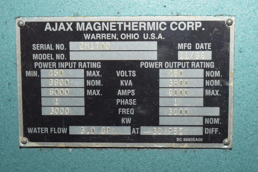 Detailed Pictures of Ajax Tocco Magnathermic Induction Aluminum Melting Furnace DCMP-4192