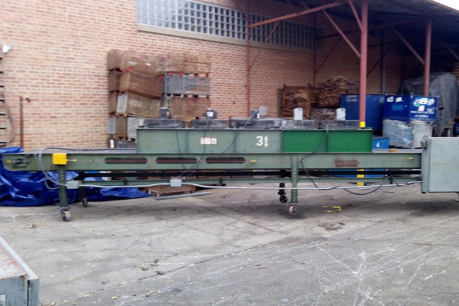 Picture of Erect-O-Veyor Metal Chain Plate Conveyor Belt with Forced Air Cooling Fans and Tunnel for Die Cast and Foundry Applications DCMP-4259