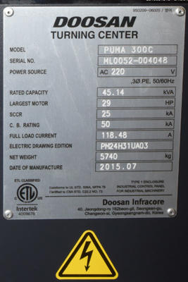 Picture of Doosan Two Axis CNC Turning Center (2 axis CNC lathe) DCMP-4405