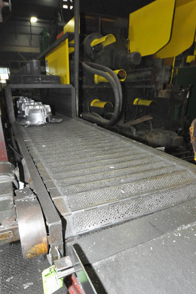 Image of Metal Chain Plate Conveyor Belt with Forced Air Cooling Fans and Tunnel for Die Cast and Foundry Applications For_Sale DCM-4504