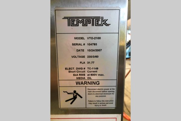 Detailed Pictures of Temptek Single Zone Hot Oil Heater Unit DCMP-5041