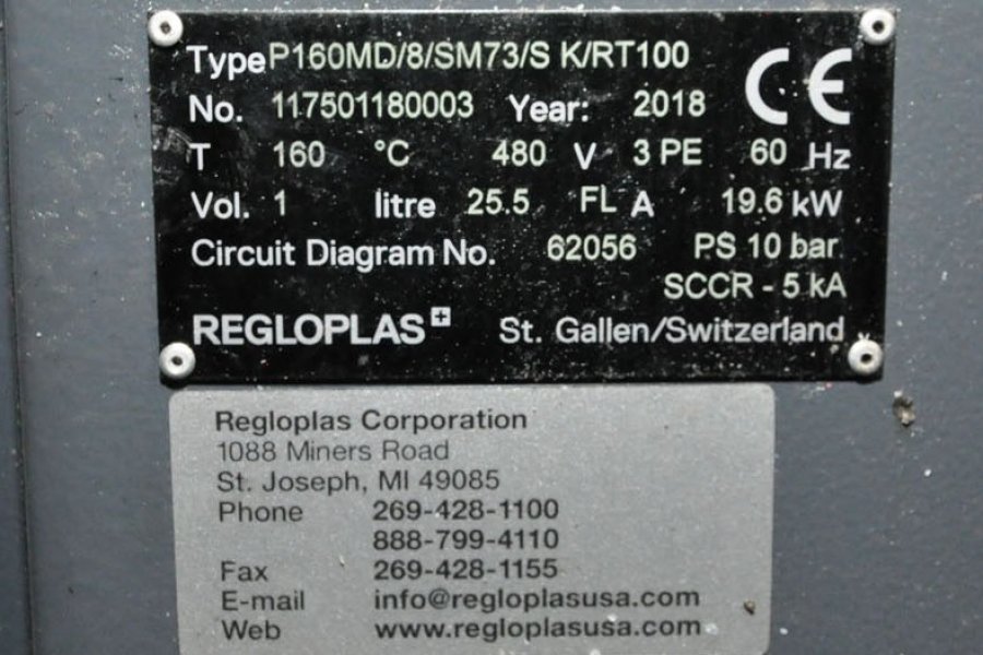 Image of Regloplas Hot Water Model P160MD/8/SM73/S K/RT100 Hot Water Process Heater Unit For_Sale DCM-5343
