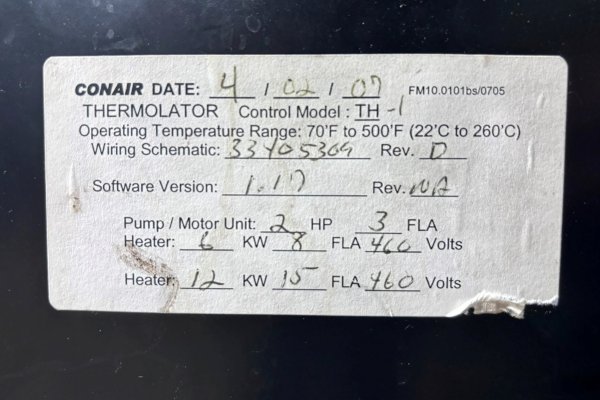 Detailed Pictures of Conair Single Zone Hot Oil Heater Unit DCMP-5648 Detailed Pictures of Conair Single Zone Hot Oil Heater Unit DCMP-5648